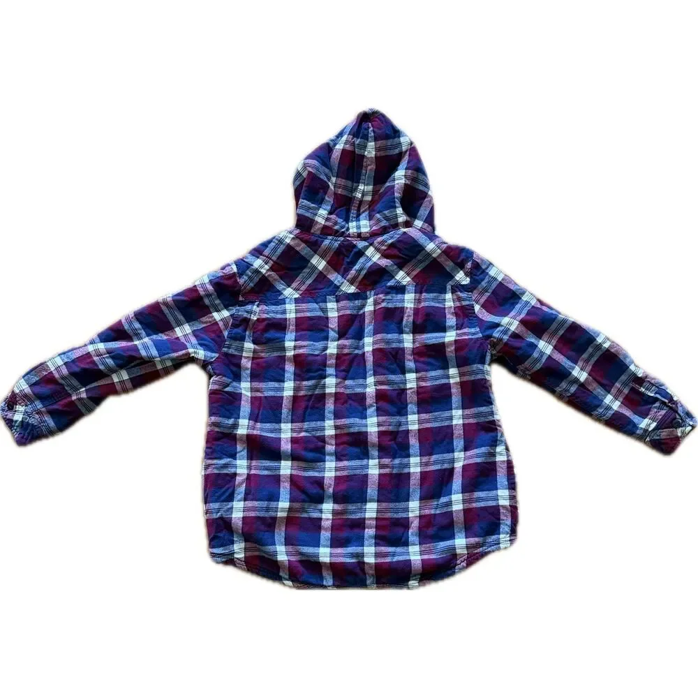 Boston Traders Jacket 2XL Red Plaid Sherpa Lined Flannel Casual Hoodie Women’s - Picture 2 of 6